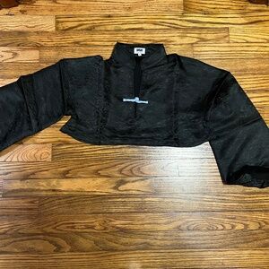 NWT DAWANG Luka Black Brocade Crop Top S